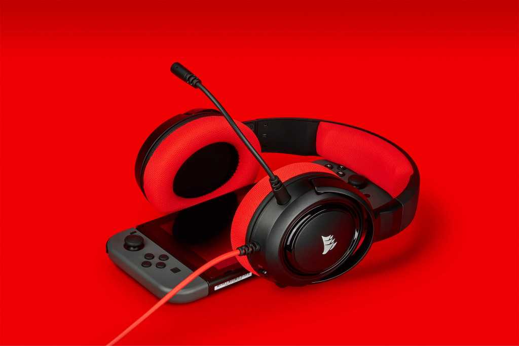 red gaming headphones